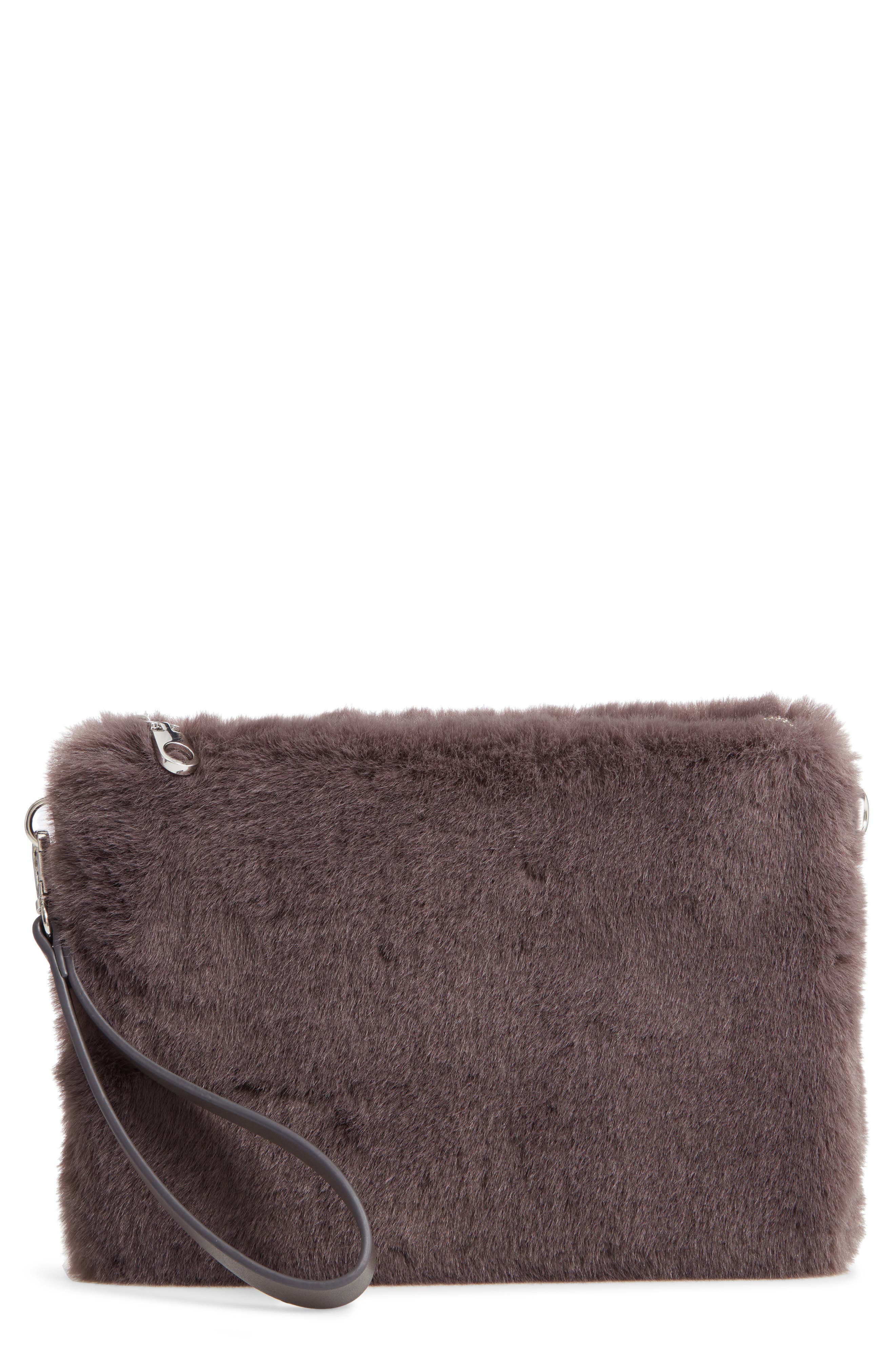 Chelsea28 Astley Faux Fur Convertible Clutch, Main, color, 
