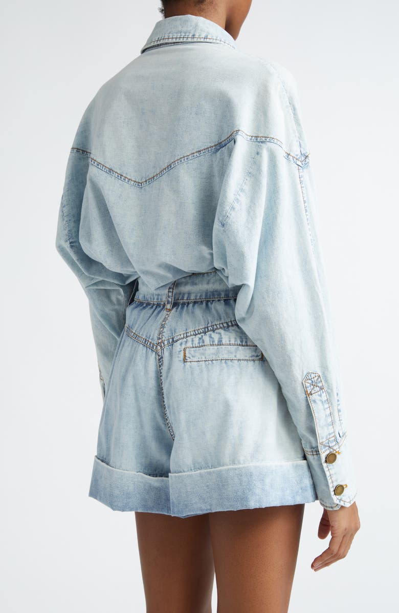 Zimmermann Western Denim Button-Up Shirt, Alternate, color,