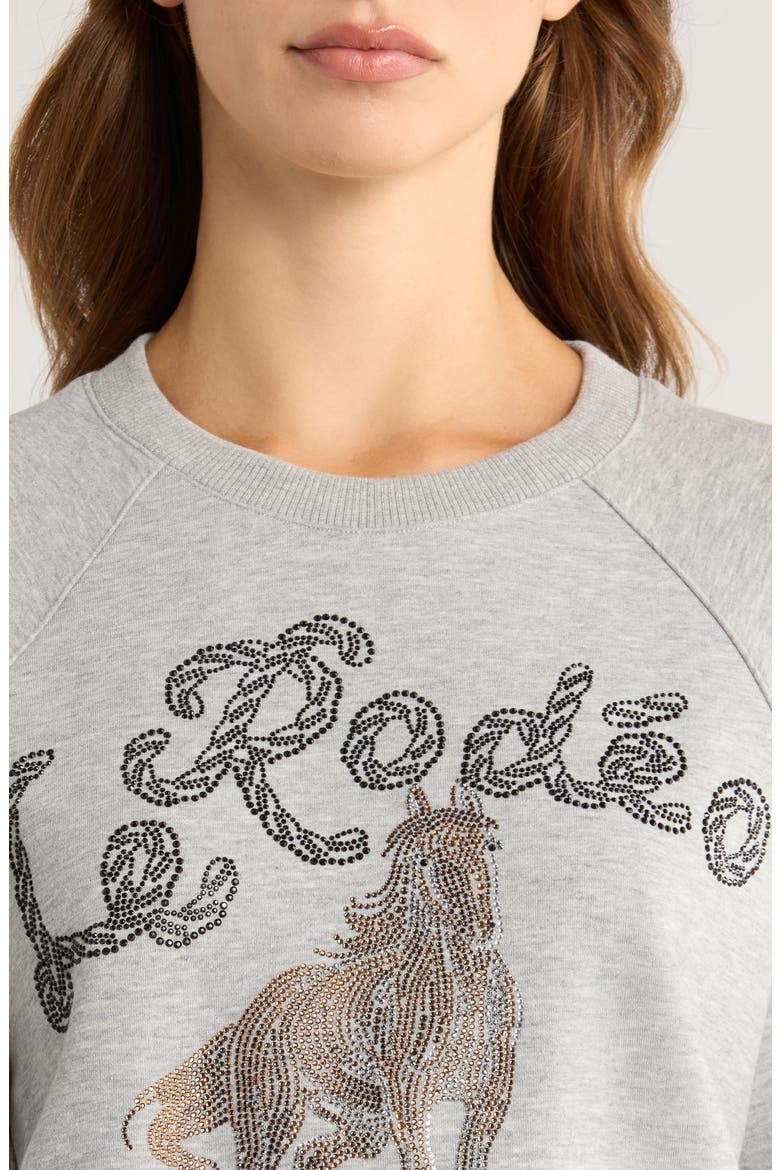 Jennifer Le Rodeo Beaded Cotton Blend Sweatshirt, Alternate, color, HEATHER GREY