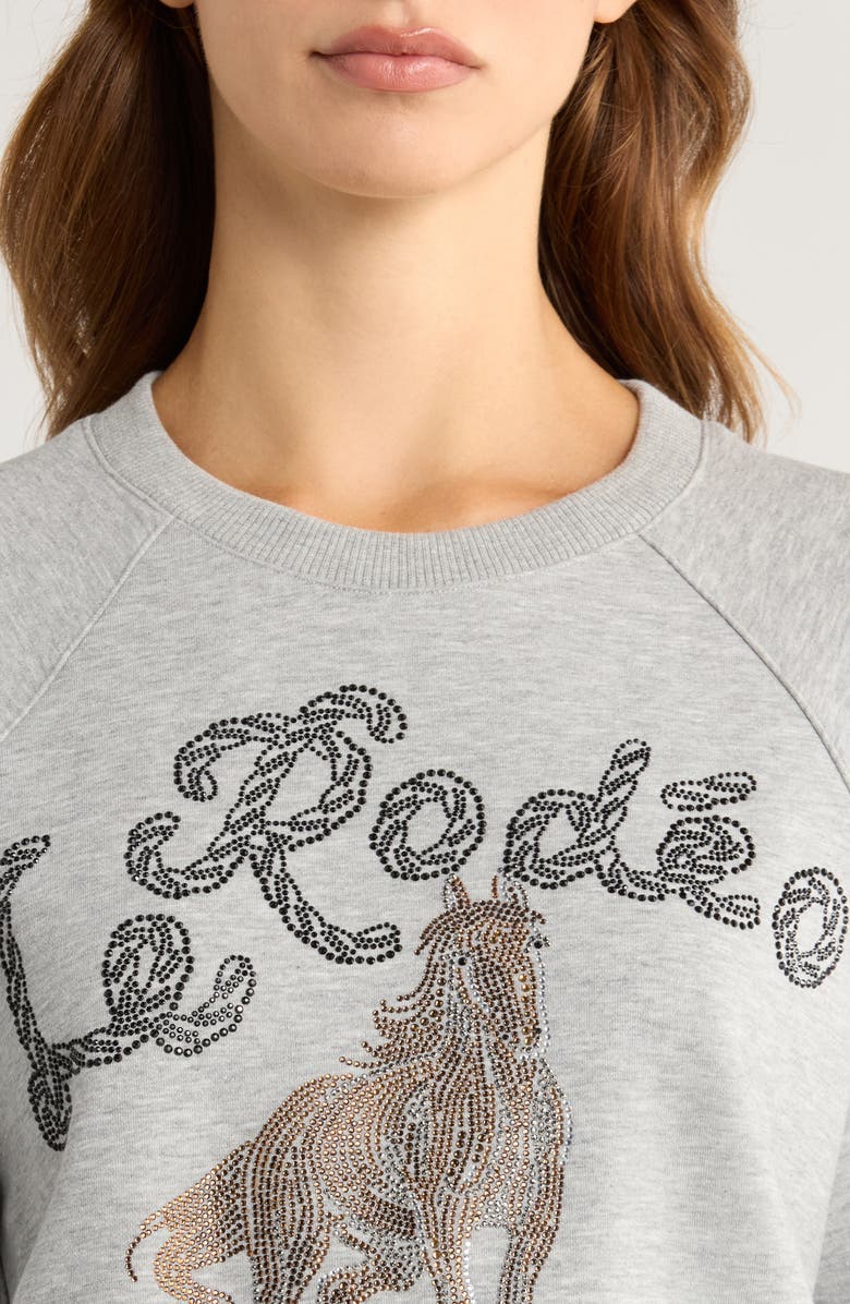 Cinq à Sept Jennifer Le Rodeo Beaded Cotton Blend Sweatshirt, Alternate, color, Heather Grey