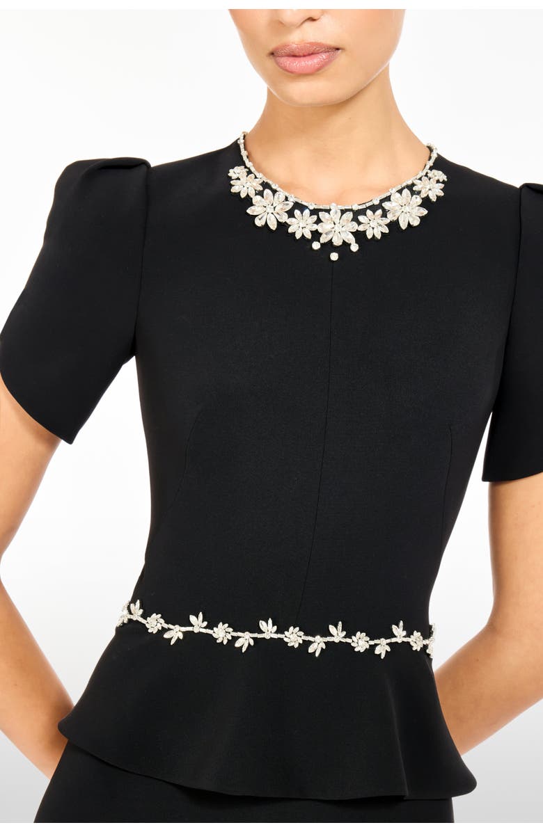 Jenny Packham Jules Floral-Embellished Midi Dress, Alternate, color, Liquorice