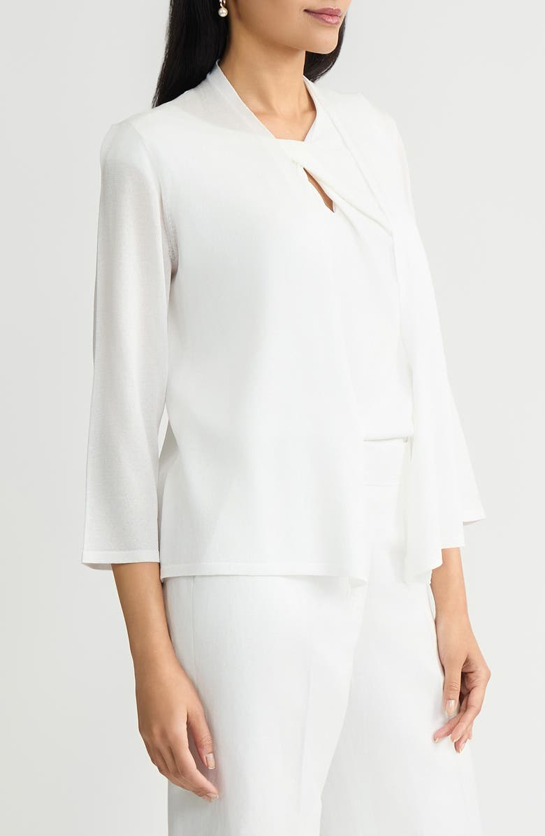 KASPER Self Edge Open Front Cardigan, Alternate, color, Lily White