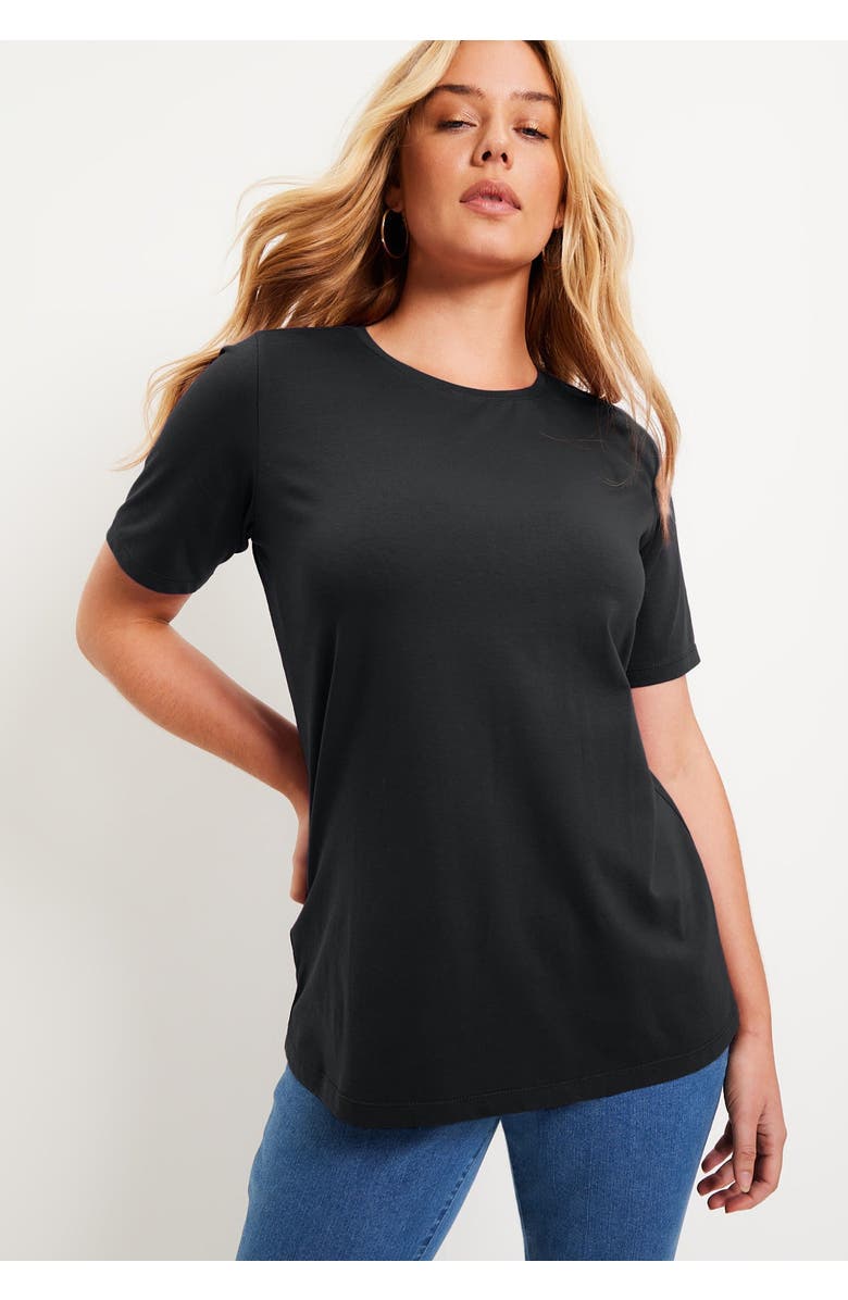 June + Vie Short-Sleeve Crewneck One + Only Tee, Alternate, color, Black