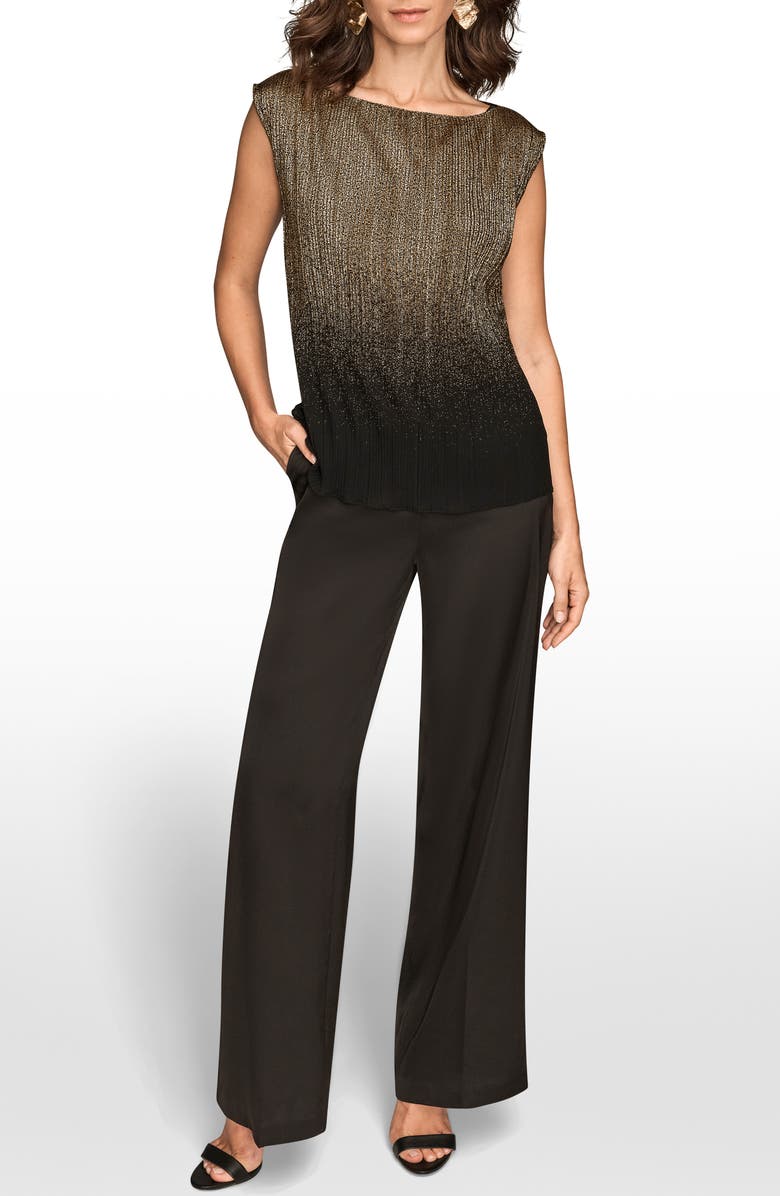 Donna Karan New York Metallic Ombré Sleeveless Top, Alternate, color, Black/ Gold