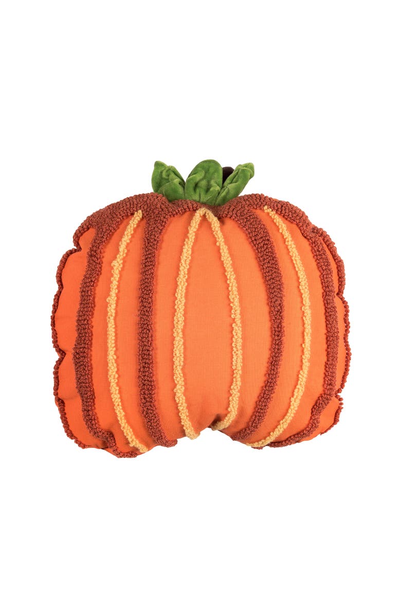 C&F Home Botanical Pumpkin Shaped Hooked Accent Throw Pillow 18" x 18", Main, color, Orange