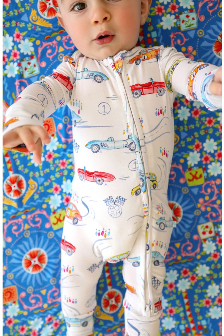 Print Convertible One-Piece Footie, Alternate, color, WHITE