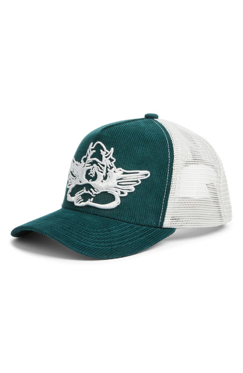 BOYS LIE Go Birds Trucker Hat, Main, color, Teal Multi