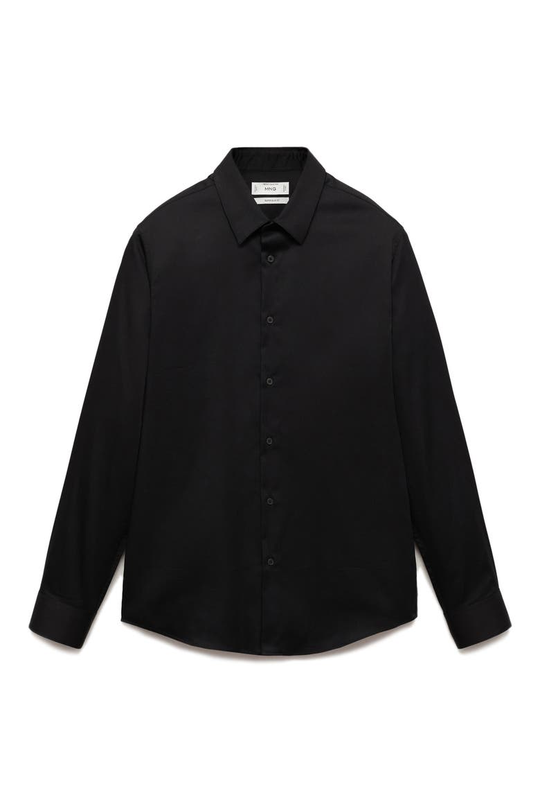 Slim Fit Stretch Poplin Button-Up Shirt, Alternate, color, BLACK