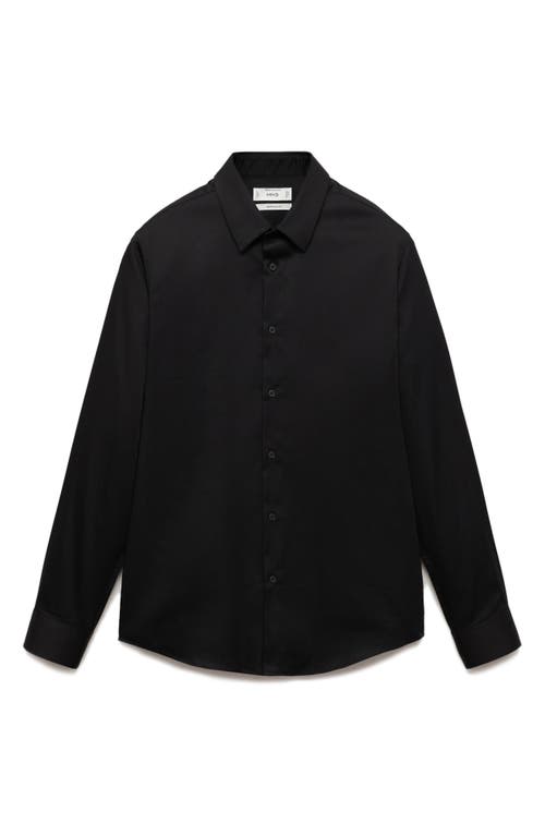 Mango Slim Fit Stretch Poplin Button-up Shirt In Black
