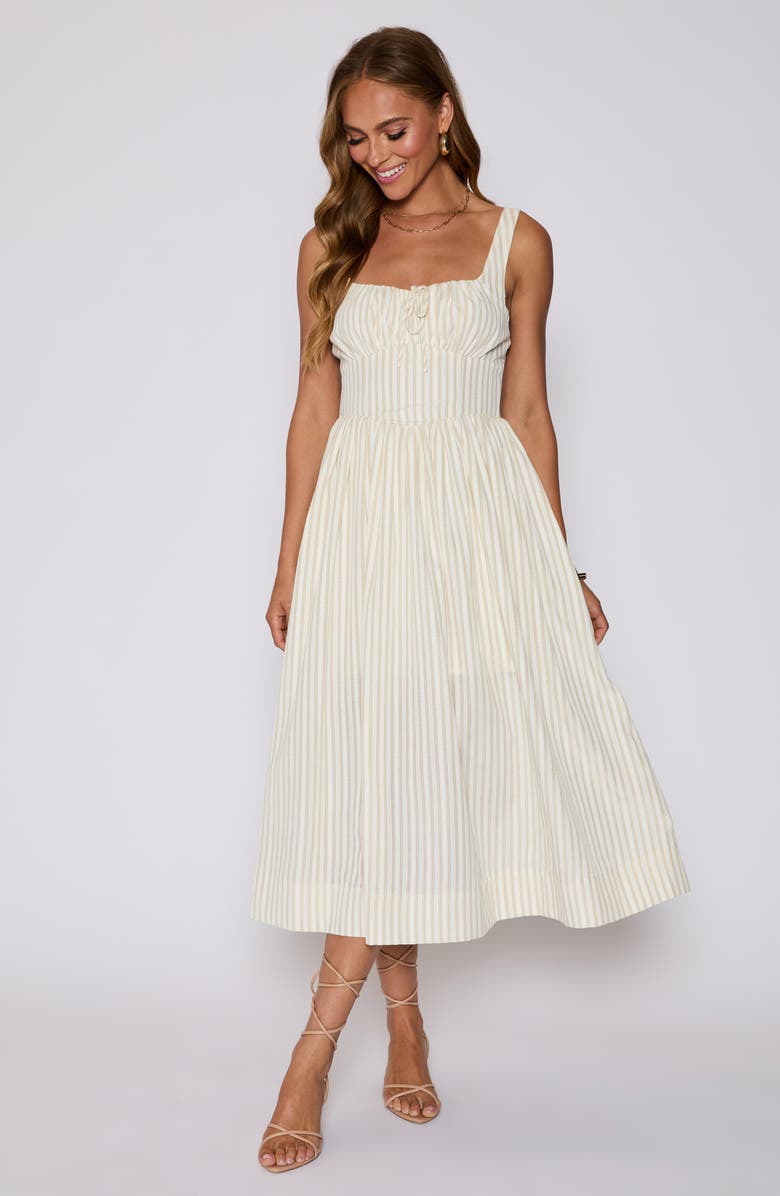 VICI Collection Callie Fit & Flare Milkmaid Sundress, Alternate, color, Biscotti