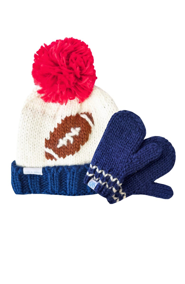 Bits & Bows Football Bobble Hat, Alternate, color, White