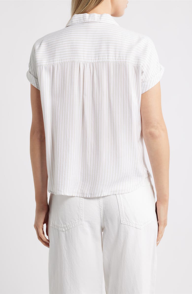 beachlunchlounge Daria Stripe Button-Up Shirt, Alternate, color, Light Cocoa