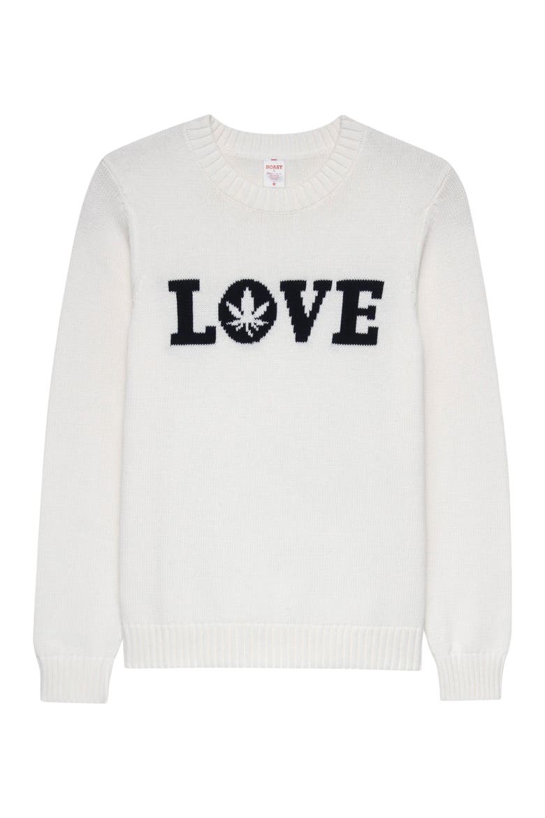 Intarsia "LOVE" Sweater, Main, color, Ivory
