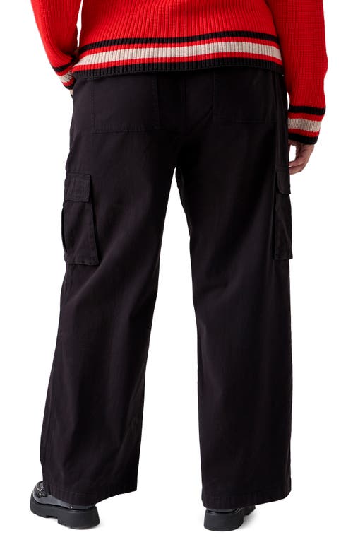 Sanctuary Soft Marine High Waist Wide Leg Crop Cotton Pants In Black
