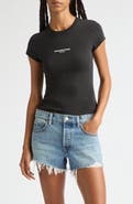 Alexander Wang Logo Print Fitted Stretch Cotton T-Shirt