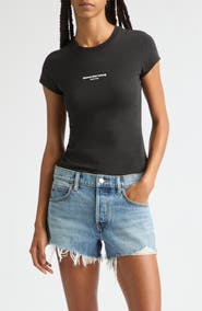 Alexander Wang Logo Print Fitted Stretch Cotton T-Shirt