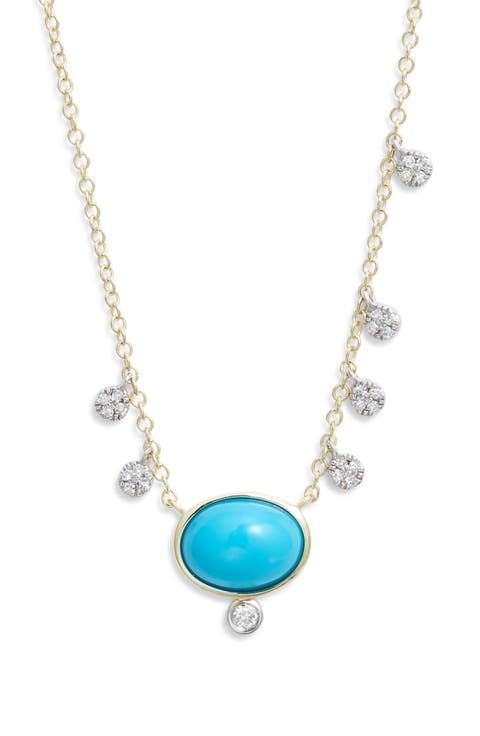 Turquoise & Diamond Pavé Charms Pendant Necklace