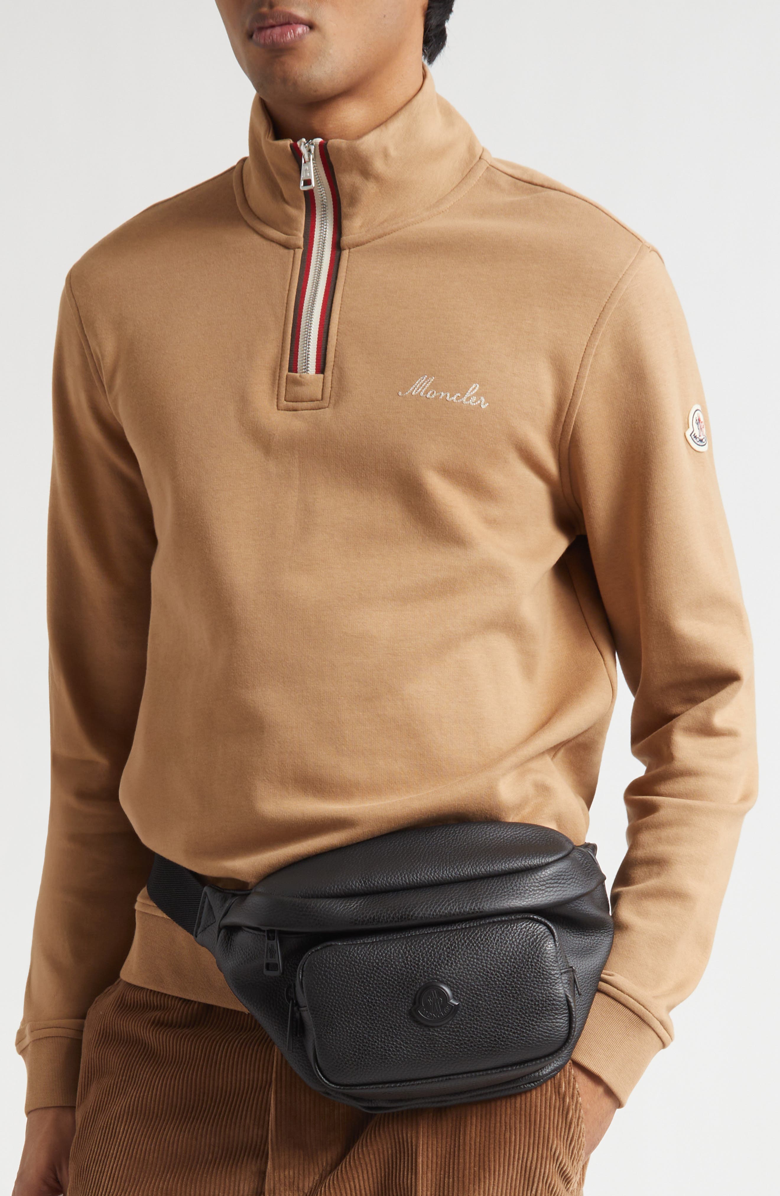 Moncler Durance Leather Belt Bag, Alternate, color, Black