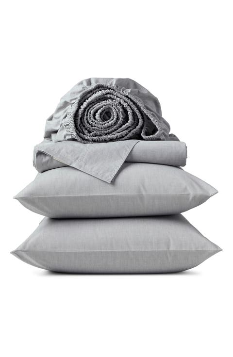 Crinkled Organic Cotton Percale Sheet Set