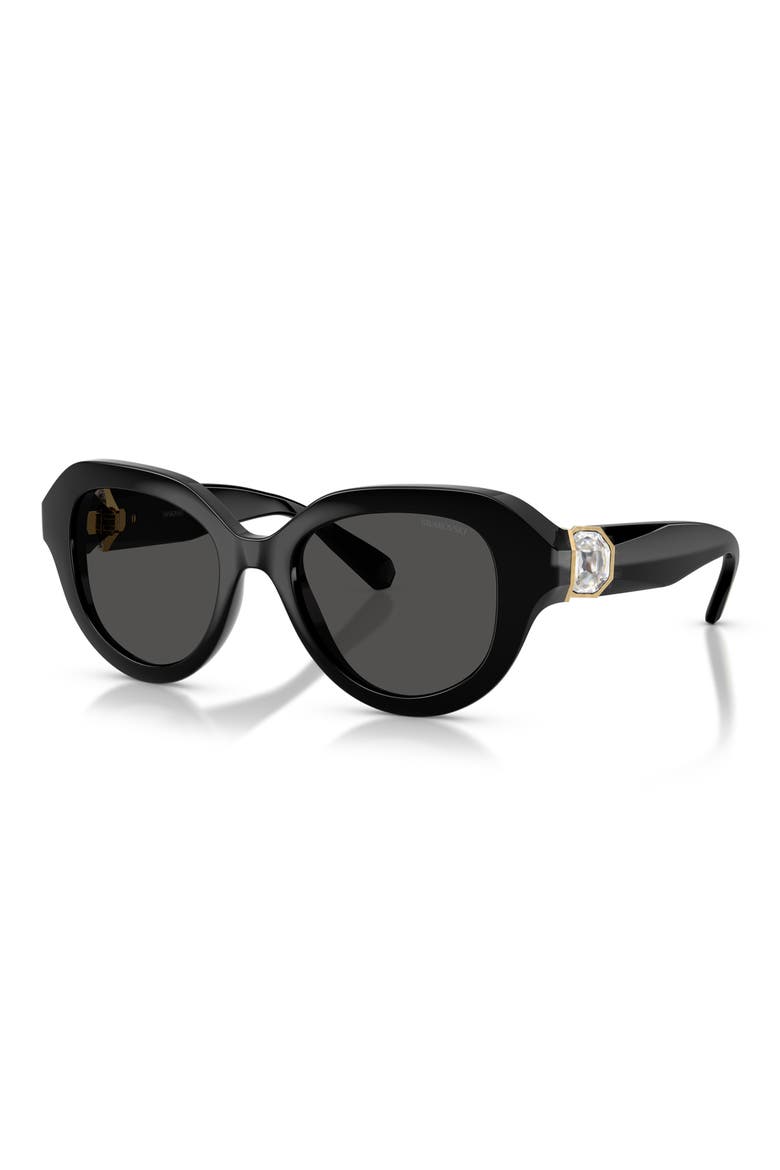 50mm Small Round Sunglasses, Alternate, color, BLACK / DARK GREY