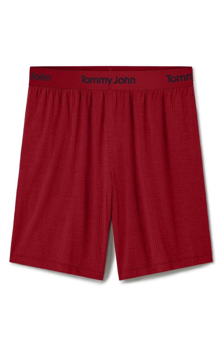 Tommy John Second Skin Luxe tripe Pajama Shorts, Alternate, color, Rhubarb