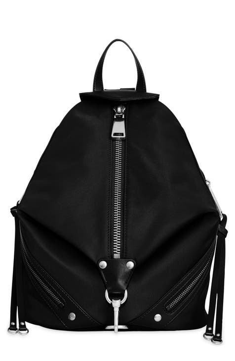 Black nylon backpack purse sale