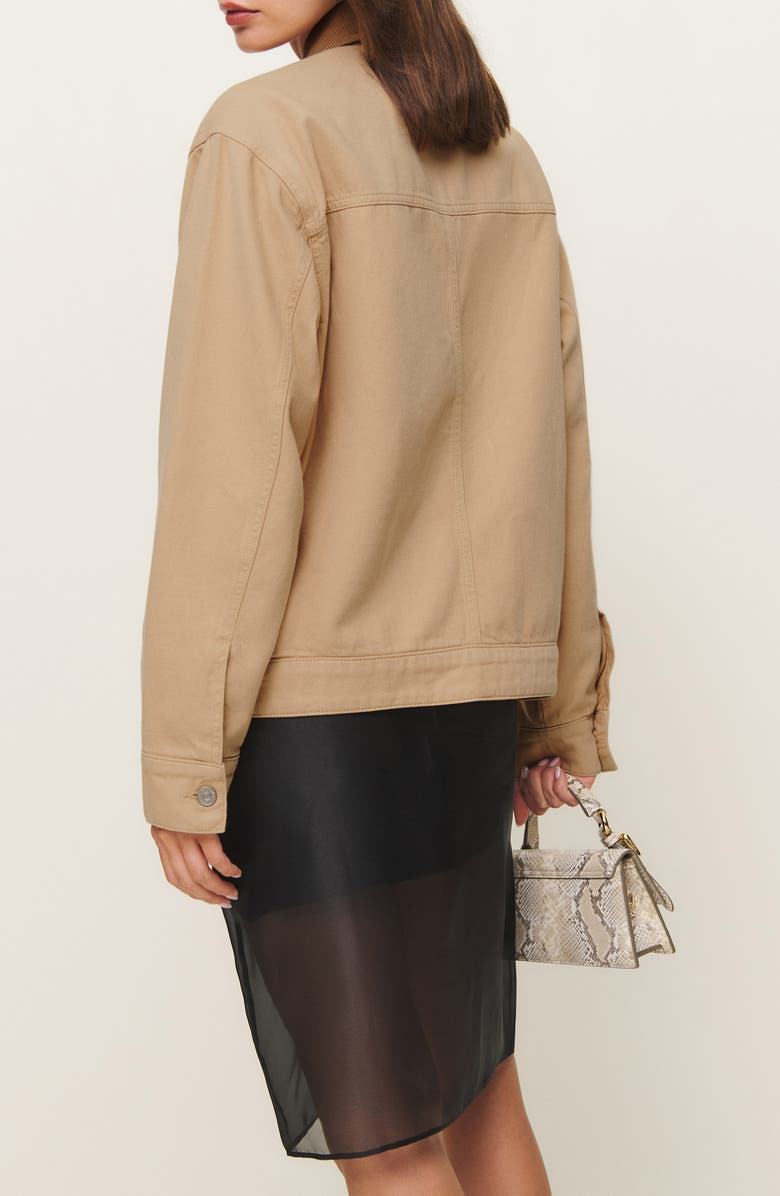 Reformation Harrison Corduroy Collar Denim Jacket, Alternate, color, Alder