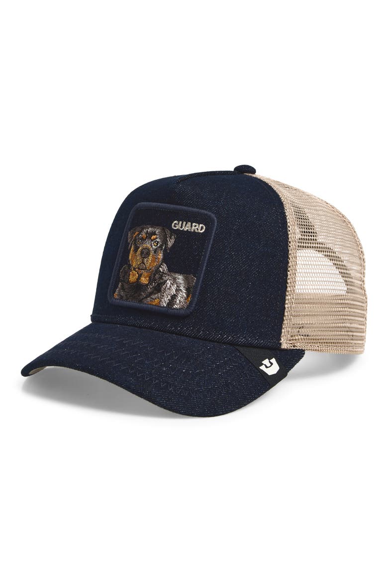 Denim Guard Trucker Baseball Cap, Main, color, DARK DENIM