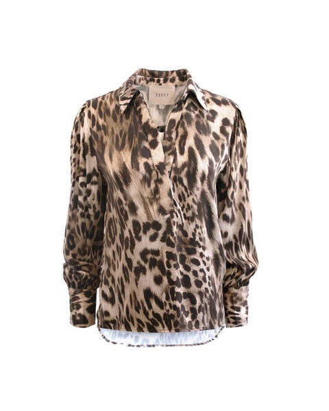 Danae Leopard Print Henley Shirt