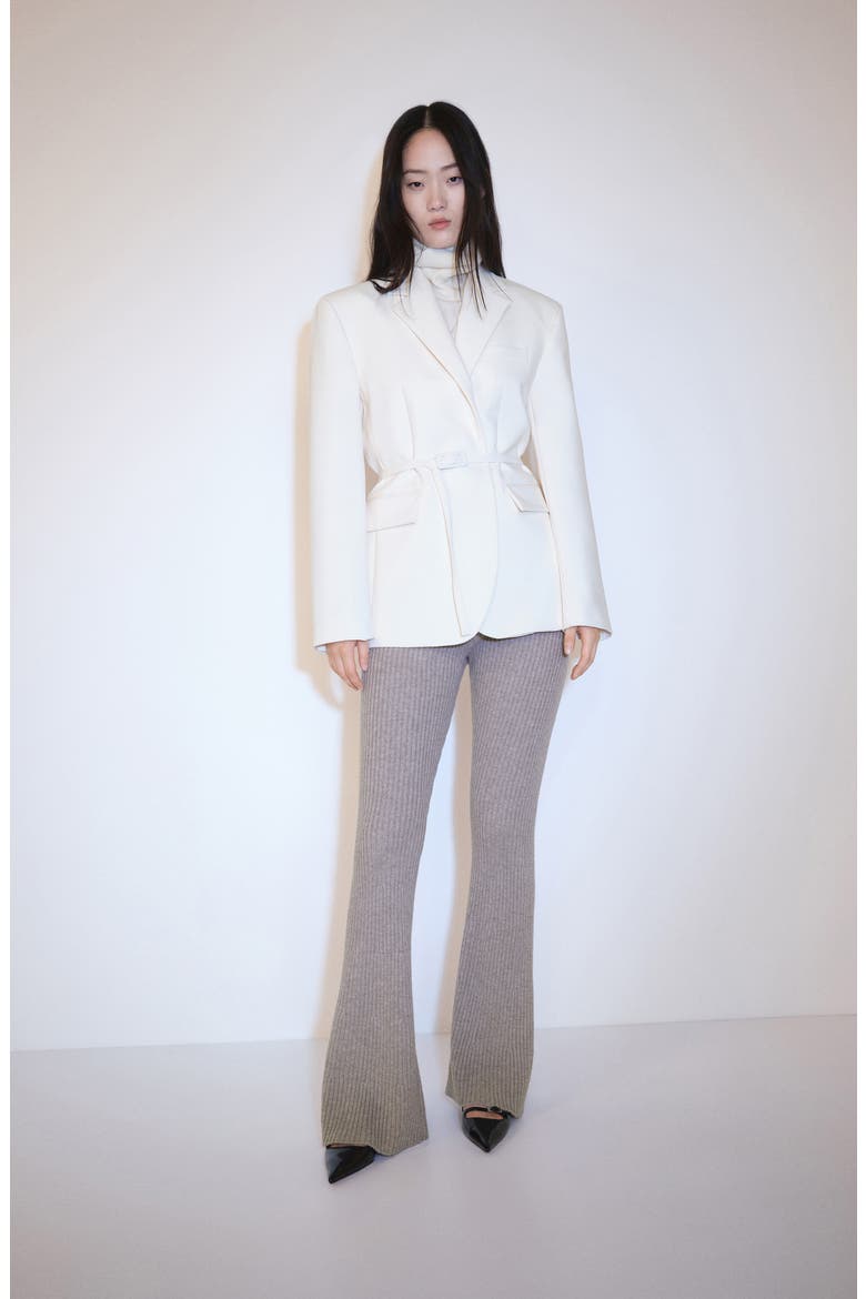 Rib Flare Leg Pants, Alternate, color, LIGHT/ PASTEL GREY