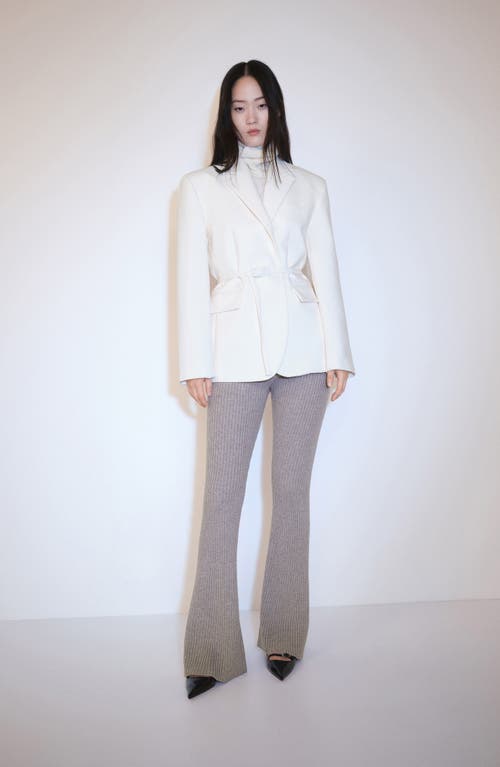 Mango Rib Flare Leg Pants In Light/pastel Grey