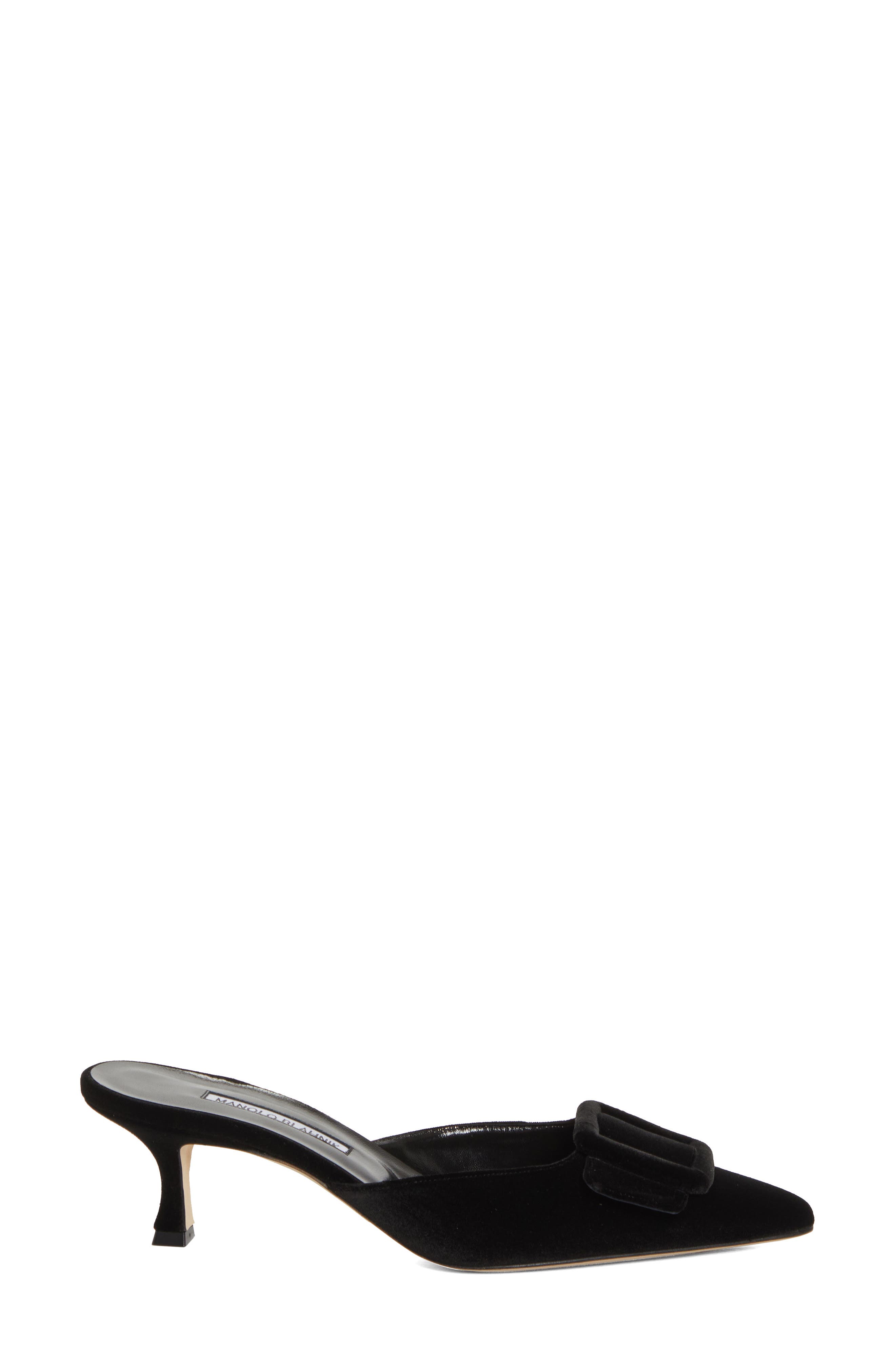 Manolo Blahnik Maysale Buckle Pointed Toe Mule, Alternate, color, Black