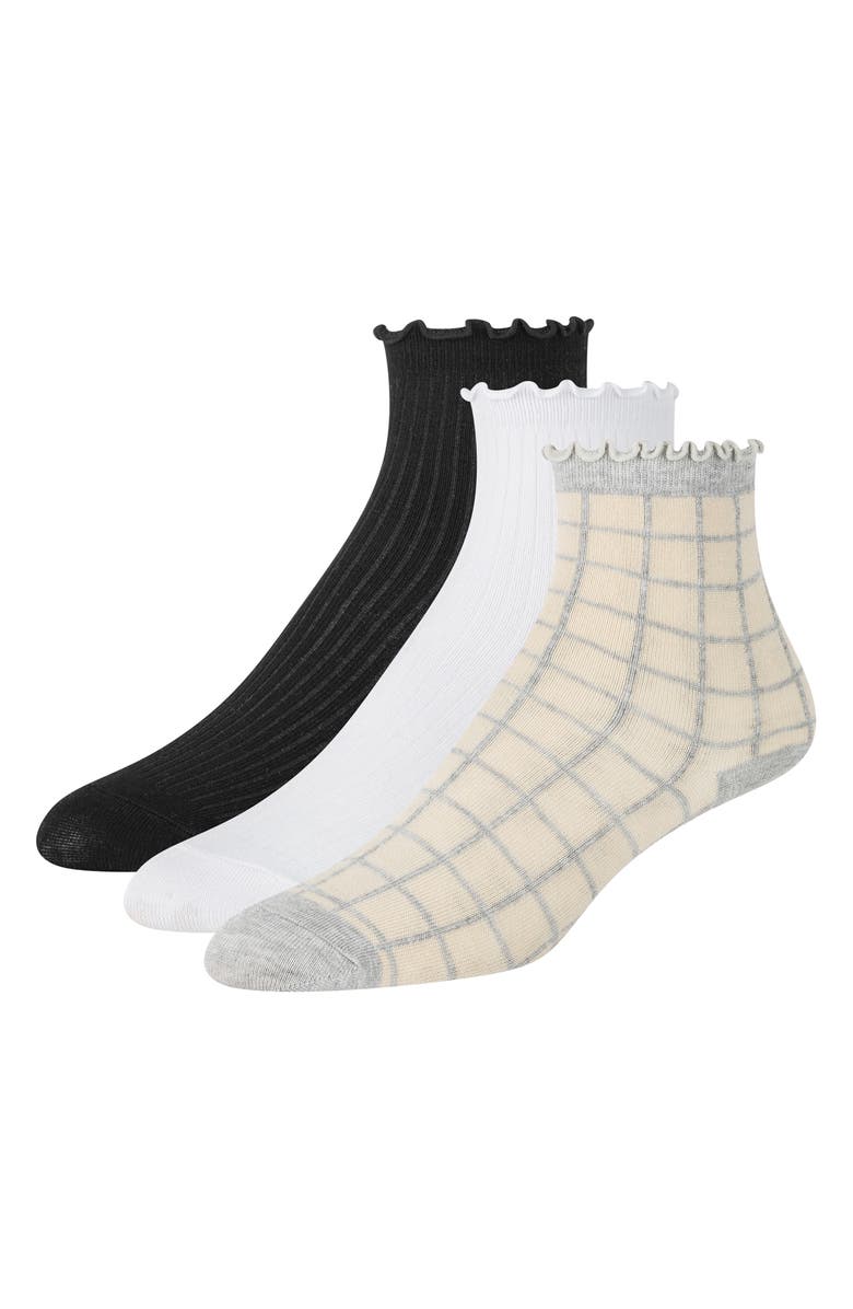 Ted Baker Assorted 3-Pack Ruffle Trim Crew Socks, Main, color, 
