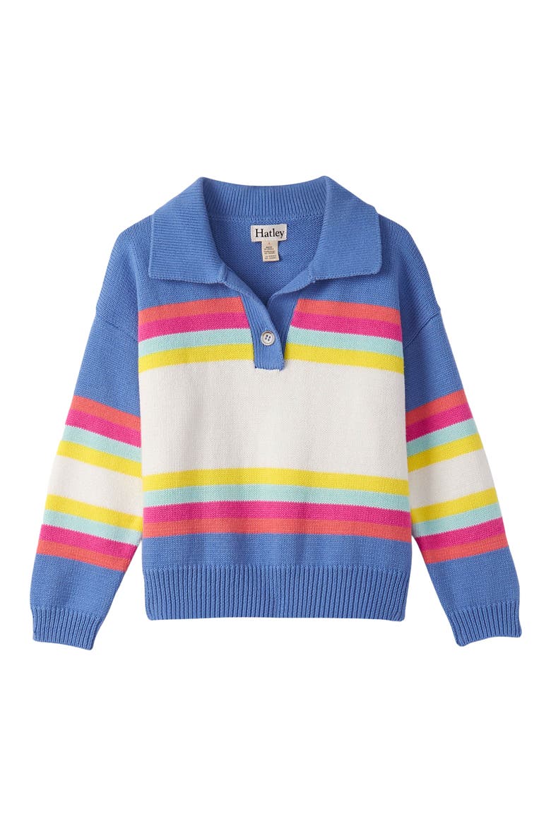 Kids' Royal Colorblock Polo Sweater, Main, color, ROYAL BLUE