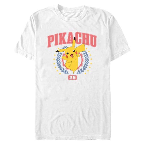 Pokémon Men's Pikachu Collegiate Short Sleeve T-shirt In White