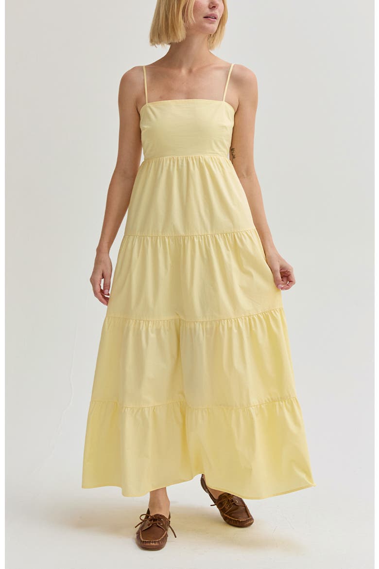 Poplin Tiered Maxi Dress, Main, color, Light Yellow