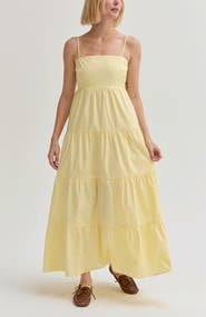 CRESCENT Poplin Tiered Maxi Dress