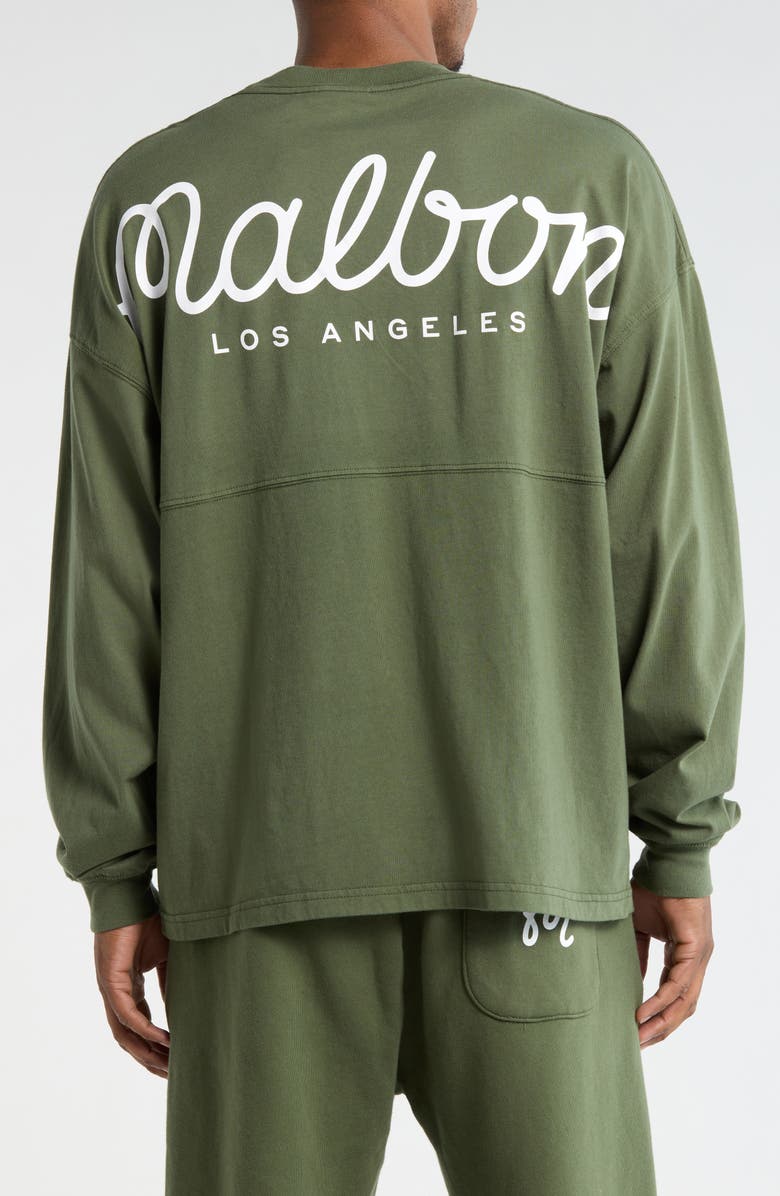 Malbon Golf Horizon Long Sleeve Cotton Graphic T-Shirt, Alternate, color, Olivine