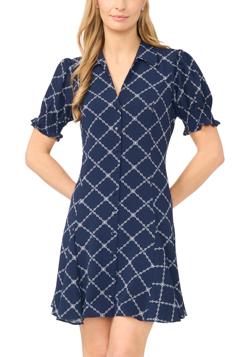 CeCe Puff Sleeve Minidress, Alternate, color, Classic Navy