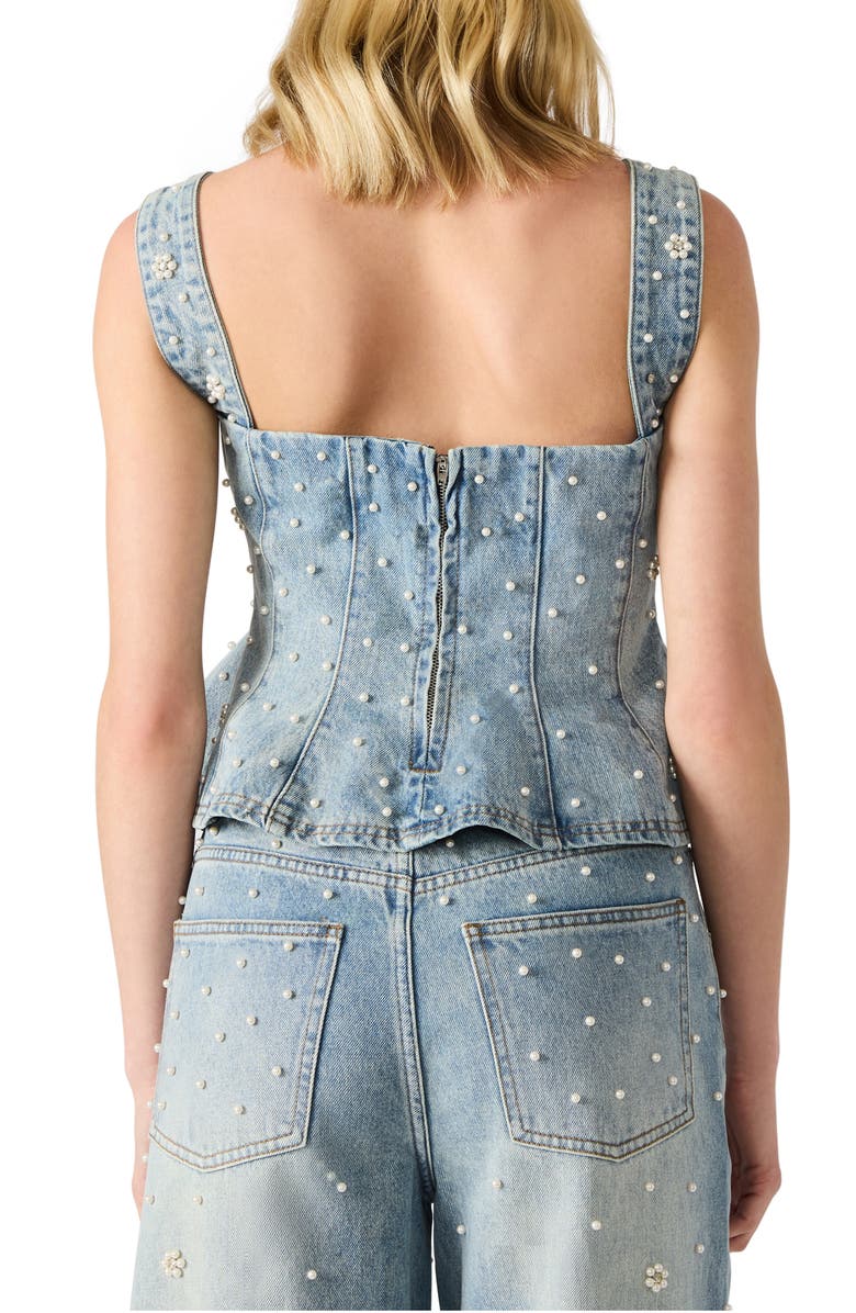 Steve Madden Fiorella Beaded Peplum Denim Tank, Alternate, color,