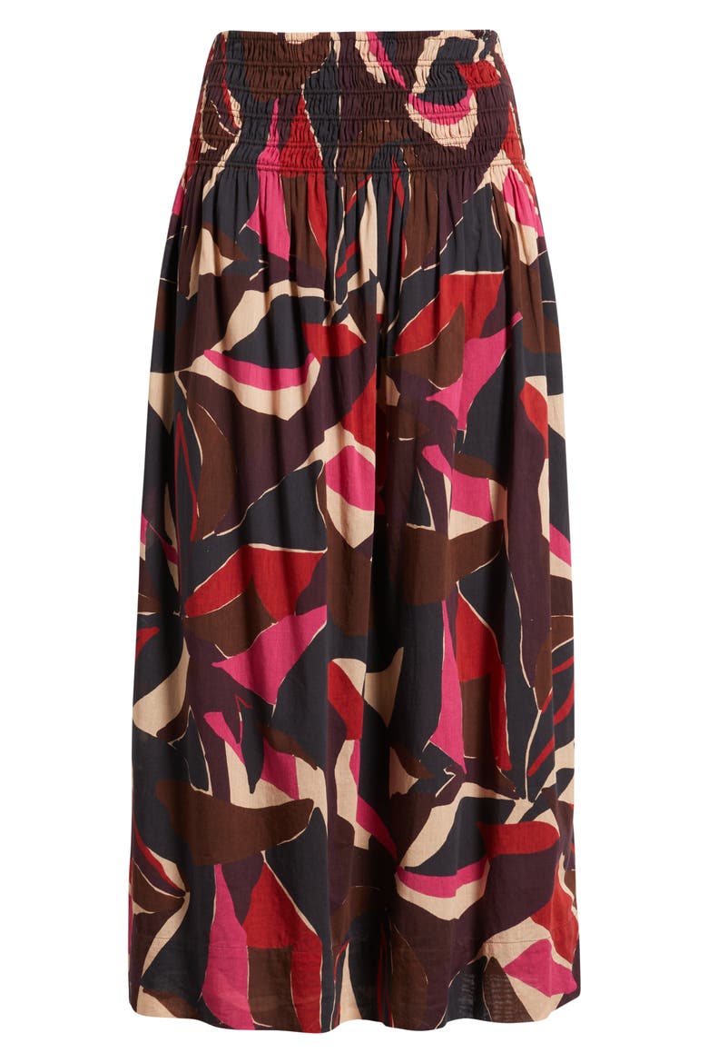 Alessa Smock Waist Cotton Midi Skirt, Alternate, color, PARADISE