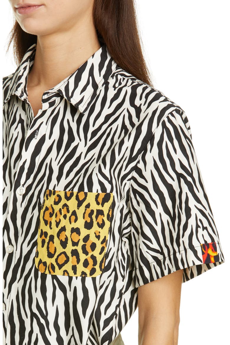 Tony Contrast Pocket Zebra Print Shirt, Alternate, color, ZEBRA W/ YELLOW LEOPARD