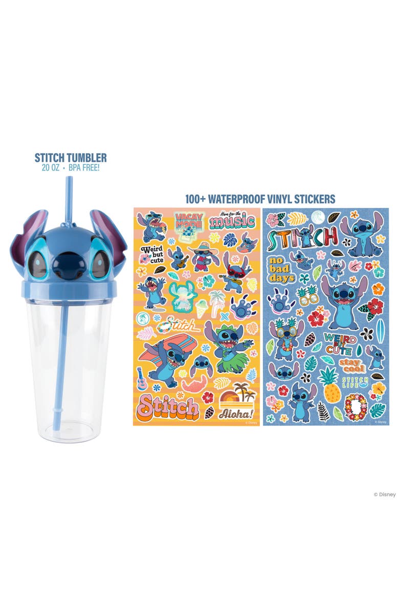 Disney Stitch Tumbler Kit 16 oz Cup, 100 Stickers, Alternate, color, Multicolored