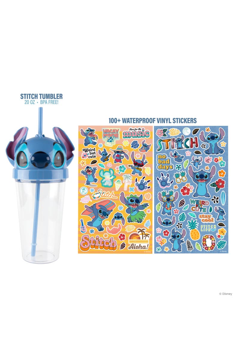 Fashion Angels Disney Stitch Tumbler Kit 16 oz Cup, 100 Stickers, Alternate, color, Multicolored