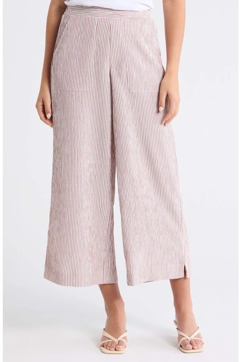 Stripe Wide Leg Pants, Main, color, CREAM/ BRANDY BROWN