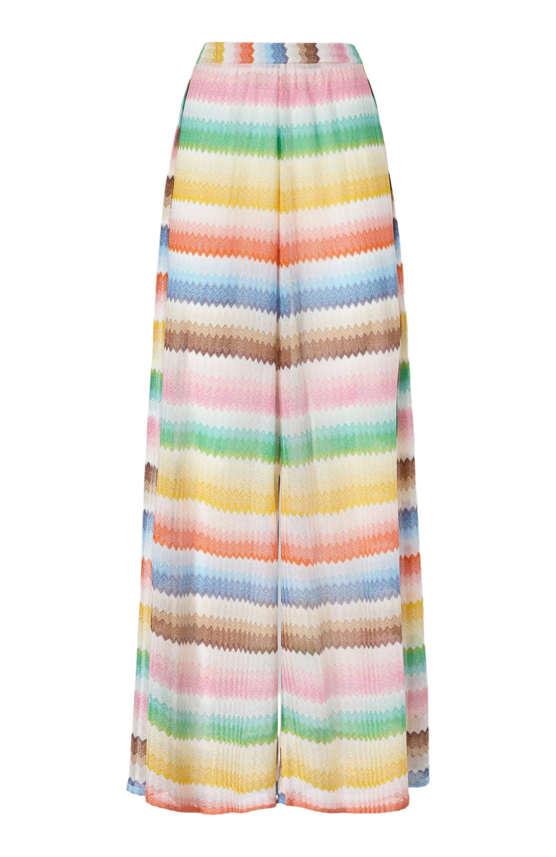 Beach Cover-up Pants With Degrade Zigzag Pattern And Slits - image 2