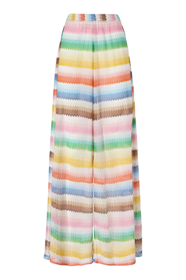 Beach Cover-up Pants With Dégradé Zigzag Pattern And Slits, Alternate, color, Multicoloured