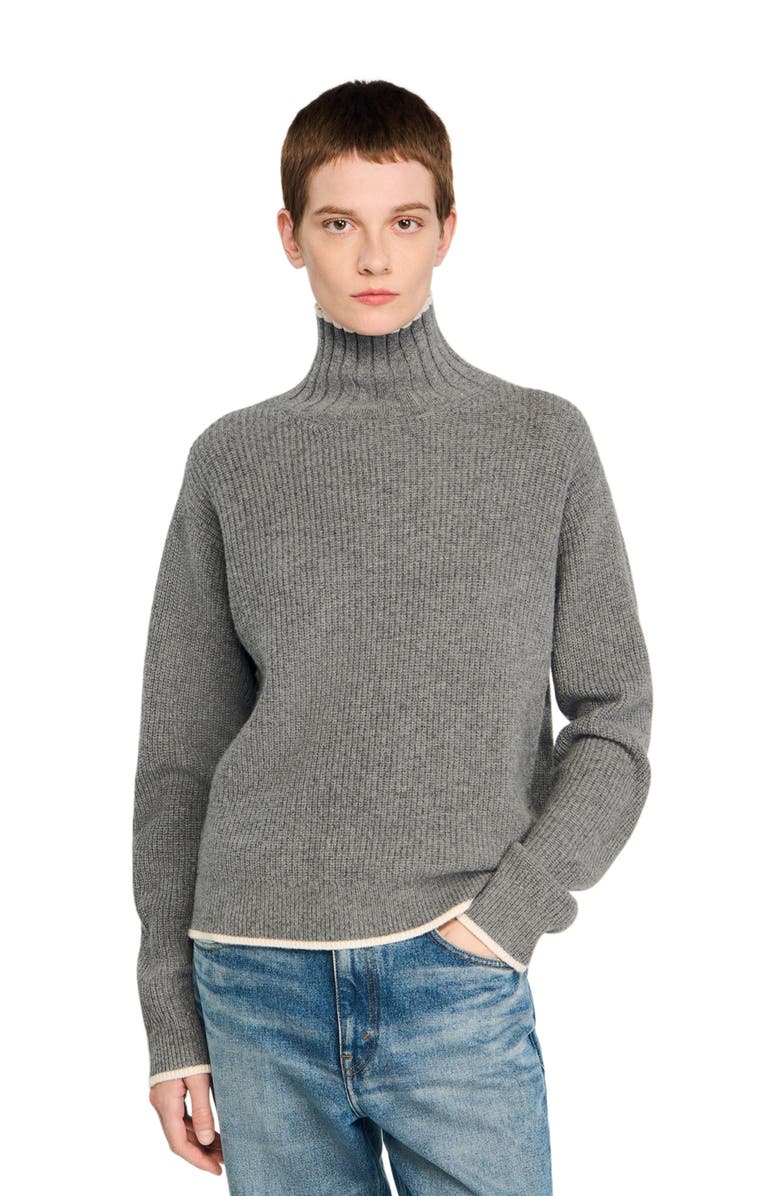 SANDRO Turtleneck sweater, Alternate, color, Grey