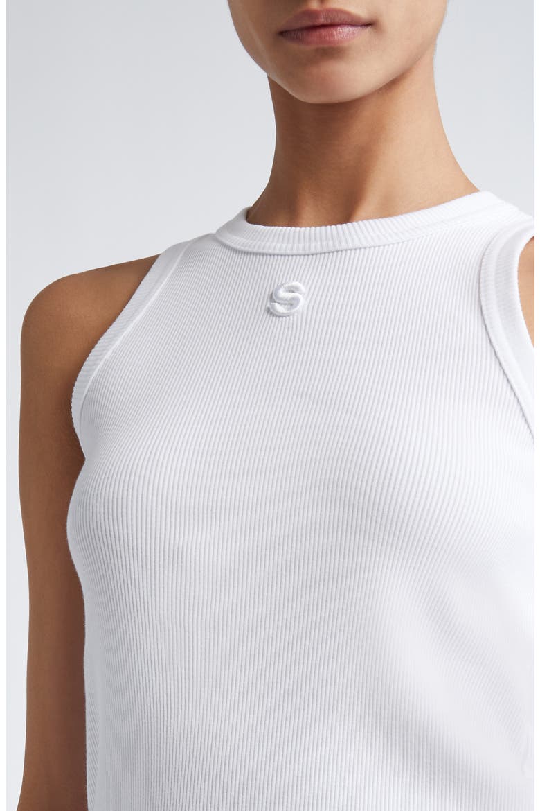 Embroidered Logo Rib Tank, Alternate, color, WHITE
