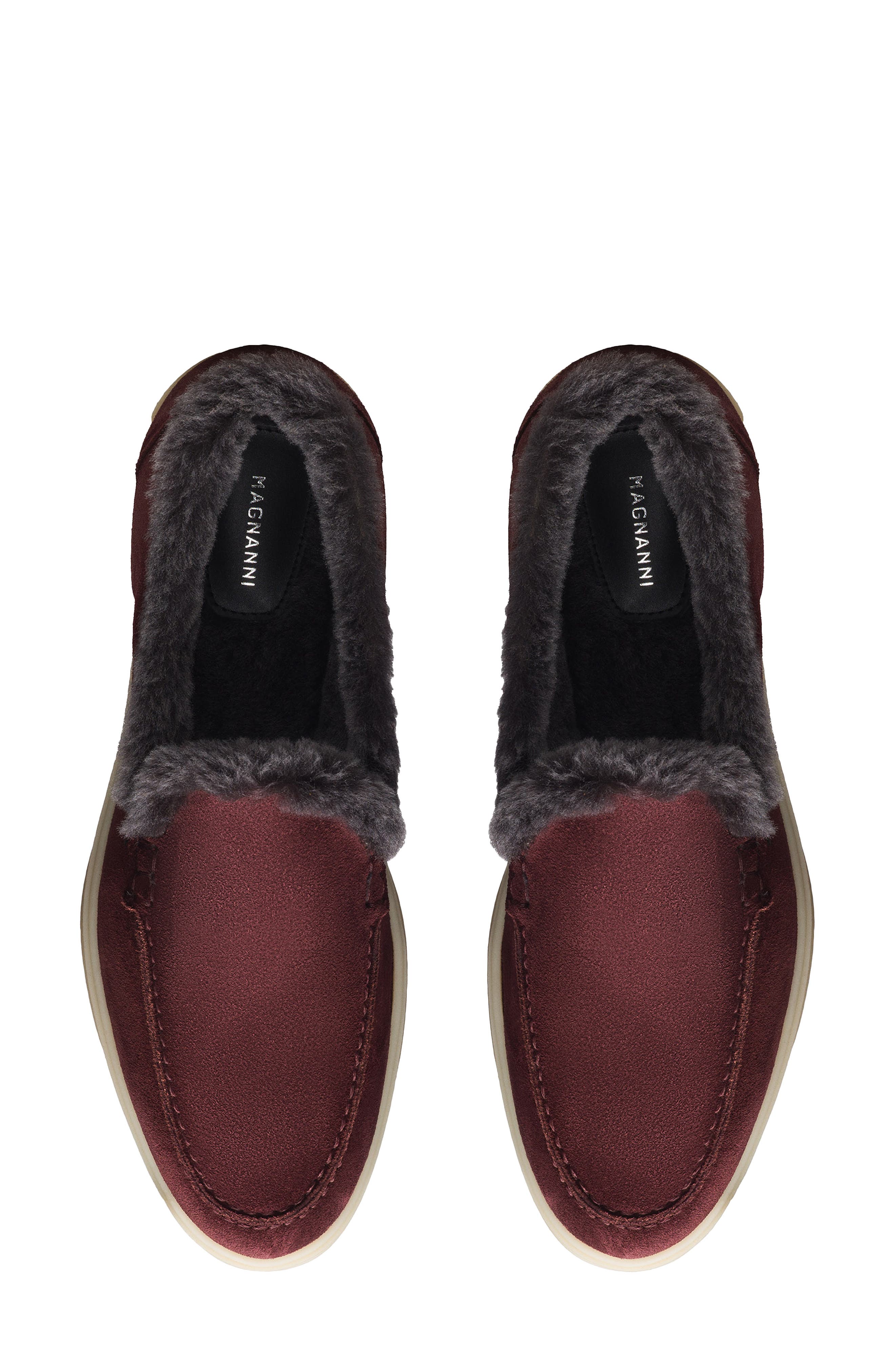 Sophie Loafer, Alternate, color, BURGUNDY SUEDE/ SHEARLING